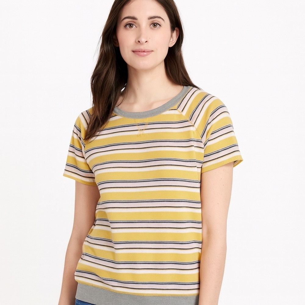 Easel Striped T-Shirt Size Small Yellow Pink